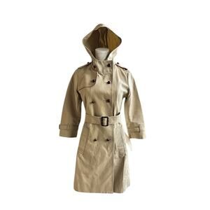 Polo Jeans Khaki Twill 3/4  Slv Trench Coat with Hoodie Sz XS